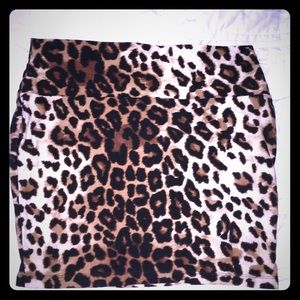 Leopard animal print mini skirt stretch high waist